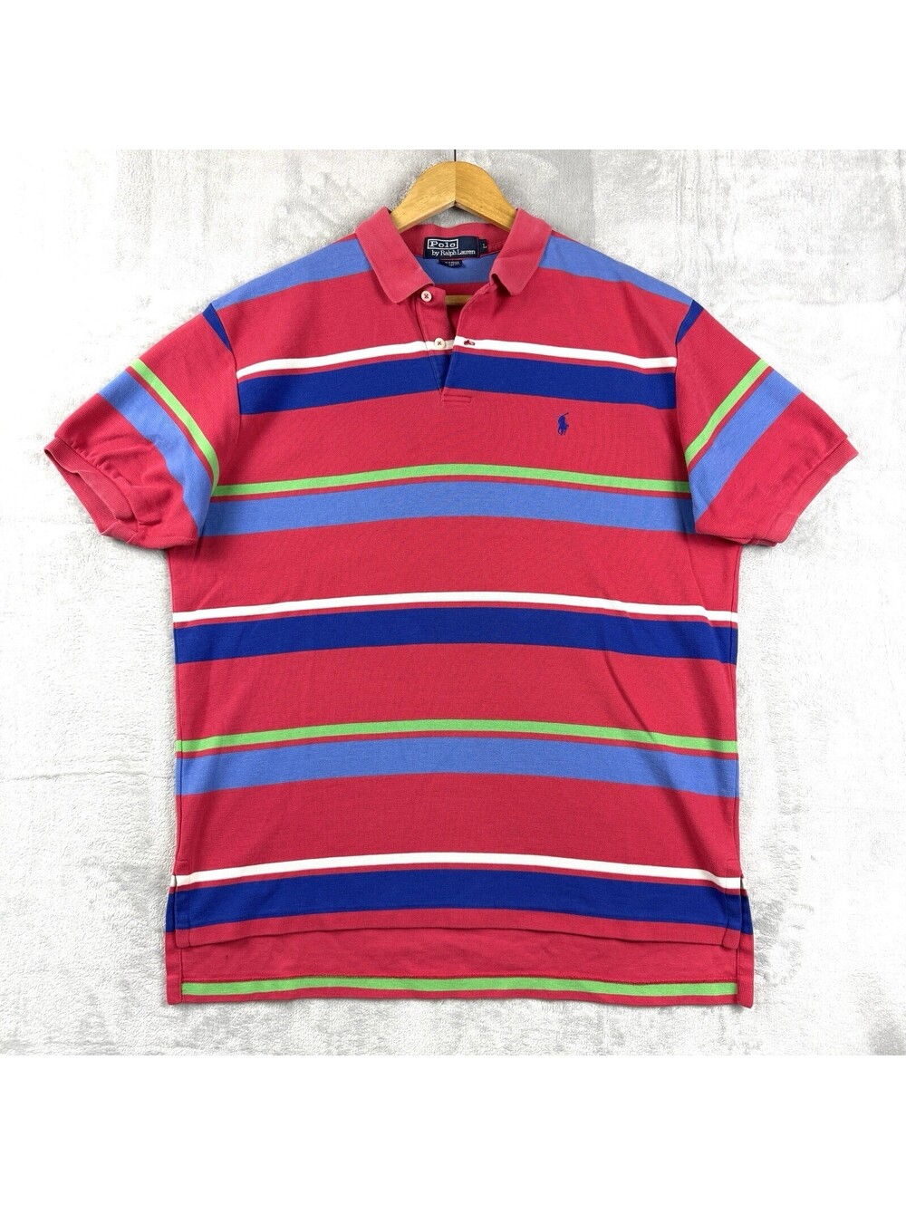 Polo Ralph Lauren Men Muti-Stripes Polo Shirt L Cotton VTG Preppy Vibrant Golf - Picture 2 of 8